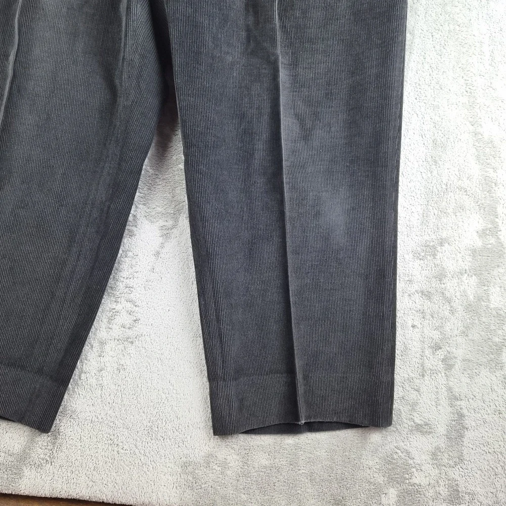 Canali Sport Pants Mens Black Corduroy Pleated Baggy Cuffed Hem Made In Italy